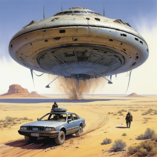 ufo intercept,saucer,ufos,ufo,sci fiction illustration,flying saucer,science fiction,science-fiction,station wagon-station wagon,futuristic car,ufo interior,extraterrestrial life,futuristic landscape,area 51,unidentified flying object,sci fi,airships,gas planet,erbore,spacecraft,Illustration,Realistic Fantasy,Realistic Fantasy 06