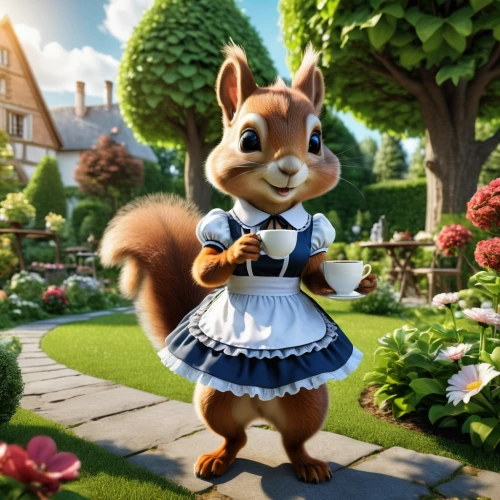 peter rabbit,squirell,alice in wonderland,the squirrel,springtime background,garden-fox tail,fairy tale character,alice,squirrel,oktoberfest background,flower delivery,spring background,serenade,cinderella,holding flowers,picking flowers,mainzelmännchen,cute cartoon character,garden party,hare trail