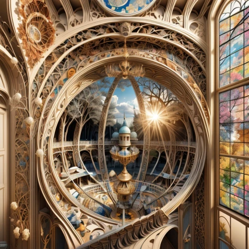 astronomical clock,grandfather clock,tower clock,art nouveau frames,clockmaker,art nouveau frame,art nouveau,longcase clock,medieval hourglass,clock face,stained glass windows,notredame de paris,vatican window,armillary sphere,universal exhibition of paris,time spiral,ornate pocket watch,circular staircase,world clock,orrery