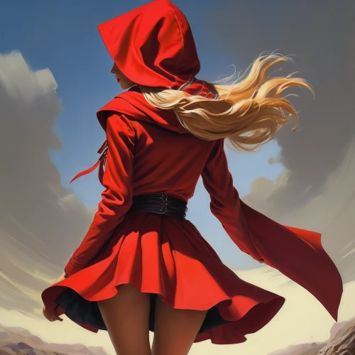 red coat,red riding hood,red cape,little red riding hood,red tunic,scarlet witch,red skirt,red,man in red dress,scarlet sail,red background,lady in red,red super hero,on a red background,red bow,red sail,poppy red,red tablecloth,silk red,red shoes,Conceptual Art,Fantasy,Fantasy 04