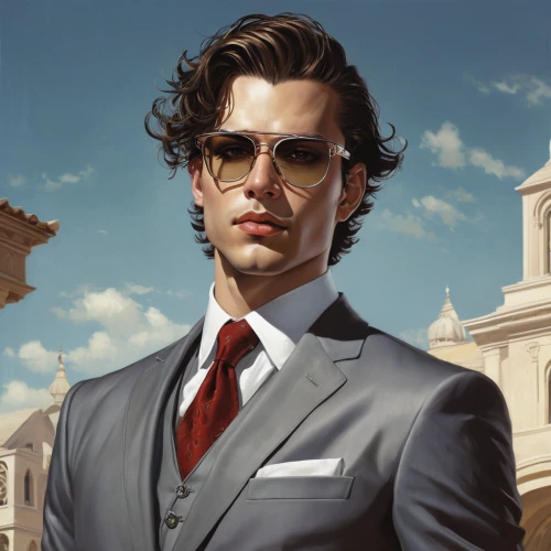 gentleman icons,businessman,mafia,spy,business man,portrait background,aristocrat,white-collar worker,cg artwork,venetian,robert harbeck,ceo,banker,spy visual,aviator sunglass,men's suit,gentlemanly,game illustration,suit of spades,formal guy,Illustration,Realistic Fantasy,Realistic Fantasy 10