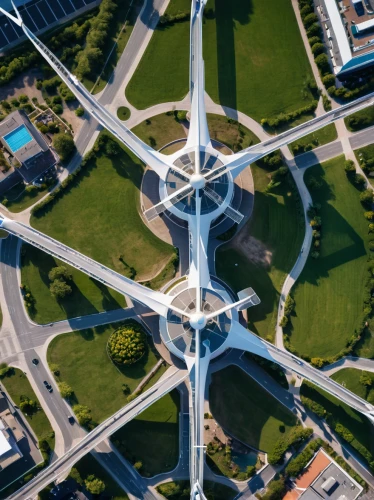 traffic circle,highway roundabout,roundabout,flyover,atomium,intersection,aerial view umbrella,the center of symmetry,aerial landscape,bird's eye view,aerial,bird's-eye view,malmö,overhead shot,mavic 2,öresundsbron,bird perspective,aerial shot,overhead view,communications tower,Photography,General,Realistic