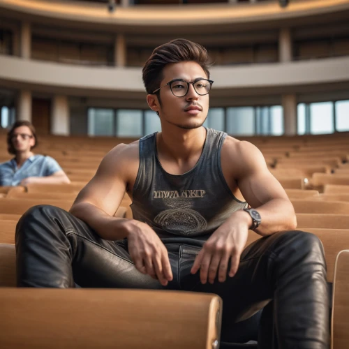 malaysia student,lecture hall,kai yang,lecturer,male model,male poses for drawing,male ballet dancer,academic,college student,student with mic,bleachers,student,reading glasses,man on a bench,seated,men sitting,professor,damme,audience,business school,Photography,General,Natural
