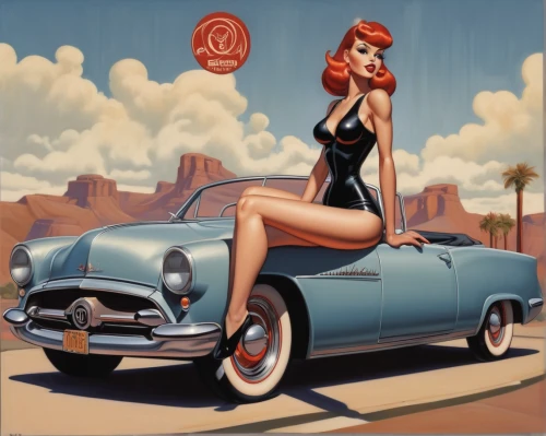 muscle car cartoon,retro pin up girls,retro pin up girl,pin ups,pin up girl,pin up,pin-up girl,pin up girls,pin-up girls,pin-up,buick y-job,buick super,edsel,rockabilly,valentine day's pin up,hudson hornet,pinup girl,pin-up model,aronde,edsel citation,Illustration,American Style,American Style 05