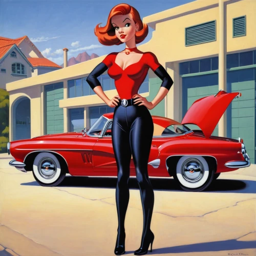 muscle car cartoon,tail fins,retro pin up girl,pin up girl,retro pin up girls,edsel,pin ups,edsel ranger,pin-up girl,edsel citation,pin up,retro woman,rockabilly,valentine day's pin up,pin up girls,valentine pin up,corvette,retro girl,girl and car,retro women,Illustration,American Style,American Style 05