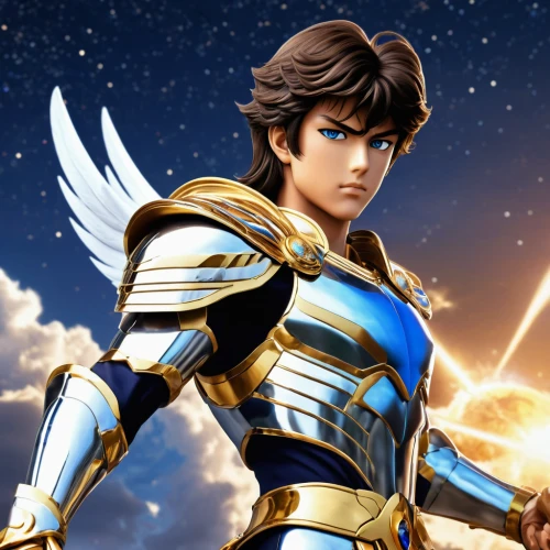 skyflower,the archangel,archangel,falcon,sky hawk claw,knight star,sterntaler,wind edge,wing ozone rush 5,monsoon banner,phoenix,wind warrior,cg artwork,golden sun,iron blooded orphans,male character,heroic fantasy,paladin,mazda ryuga,dragoon,Photography,General,Realistic