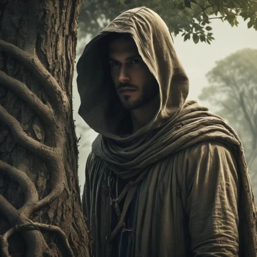 hooded man,biblical narrative characters,hooded,the abbot of olib,the wanderer,son of god,cloak,cg artwork,bodhi,obi-wan kenobi,forest man,the good shepherd,friar,robin hood,digital compositing,middle eastern monk,jedi,assassin,wanderer,king arthur,Conceptual Art,Fantasy,Fantasy 02