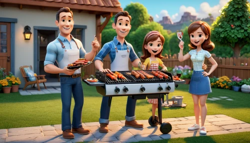 barbeque grill,barbeque,barbecue grill,barbecue,bbq,outdoor grill,outdoor cooking,summer bbq,grilled food,grilling,grill,outdoor grill rack & topper,chicken barbecue,contact grill,star kitchen,grill grate,cute cartoon image,digital compositing,food and cooking,animated cartoon,Unique,3D,3D Character