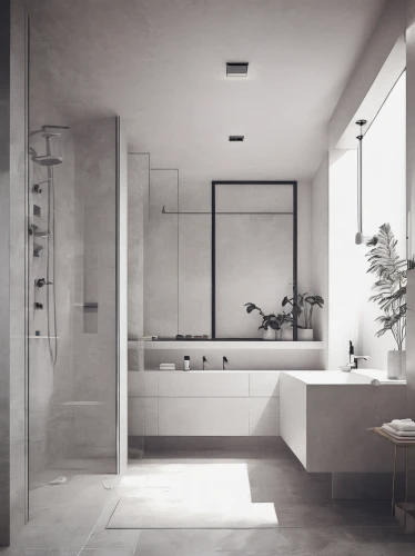 modern minimalist bathroom,luxury bathroom,bathroom,bathtub,shower base,interior modern design,shower bar,bathtub accessory,modern decor,baths,shower door,contemporary decor,tub,bath,luxury home interior,modern style,shower panel,ceramic tile,bath white,3d rendering