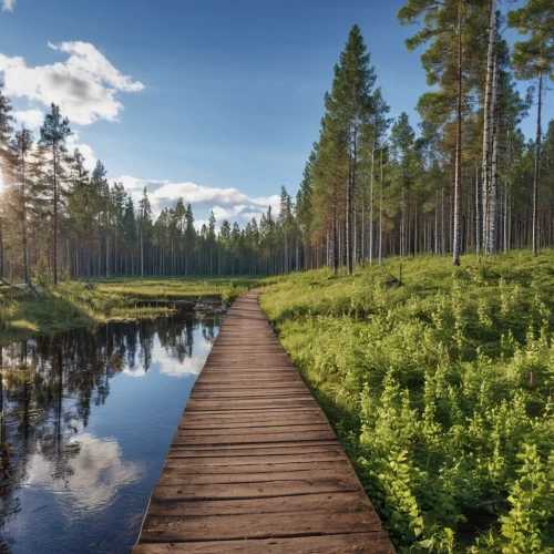 finnish lapland,temperate coniferous forest,slowinski national park,bavarian forest,tropical and subtropical coniferous forests,coniferous forest,wooden bridge,pine forest,lapland,northern black forest,fir forest,riparian forest,north baltic canal,finland,forest path,forest landscape,ringedalsvannet,larch forests,hiking path,germany forest,Photography,General,Realistic