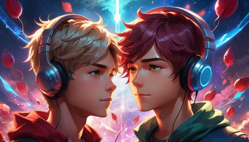 edit icon,game illustration,spark,connection,duet,cassiopeia,custom portrait,cg artwork,artists of stars,two hearts,share icon,steam icon,heart background,face to face,avatars,tumblr icon,fan art,into each other,digitalart,infinite,Illustration,Realistic Fantasy,Realistic Fantasy 01