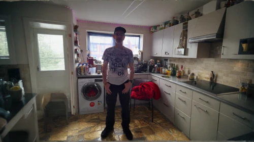 fisheye lens,360 ° panorama,standing man,fish eye,tall man,big kitchen,the kitchen,360 °,mess in the kitchen,3d man,kitchen,distorted,long son,augmented reality,b3d,dishwasher,pano,double exposure,dancing dave minion,chef