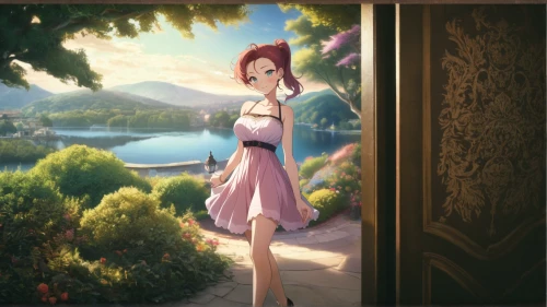 princess anna,princess sofia,rapunzel,vanessa (butterfly),sakura background,girl in a long dress,a girl in a dress,papillon,background images,clove garden,japanese sakura background,fairy tale character,ariel,jasmine,fantasia,water-the sword lily,background ivy,mulan,tiana,studio ghibli