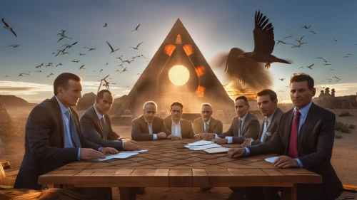 chess men,asterales,digital compositing,masons,twelve apostle,wise men,beatenberg,composite,preachers,boardroom,contemporary witnesses,ark,round table,photo manipulation,cabal,suit of spades,businessmen,ascension,triangles background,house of cards,Photography,General,Realistic