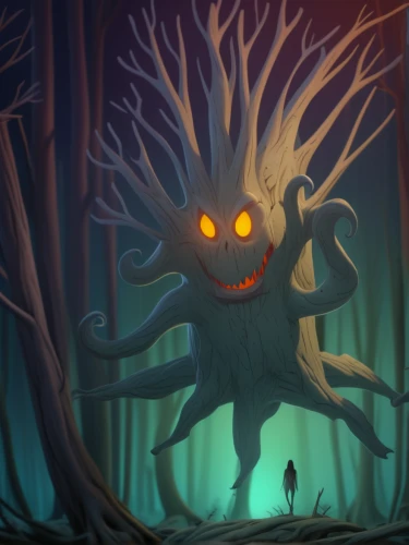 creepy tree,haunted forest,devilwood,halloween background,groot,halloween illustration,halloween vector character,supernatural creature,creepy bush,slender,stump,druid grove,ghost forest,tree man,burning tree trunk,rooted,gnarled,three eyed monster,withered,tree crown,Photography,General,Realistic