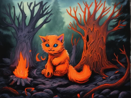 firestar,red cat,felidae,feral cat,little fox,red eft,firefox,forest animal,wildfire,feral,goji,child fox,campfire,mozilla,woodland salamander,firethorn,forest fire,ginger kitten,fox stacked animals,garden-fox tail,Illustration,Realistic Fantasy,Realistic Fantasy 47