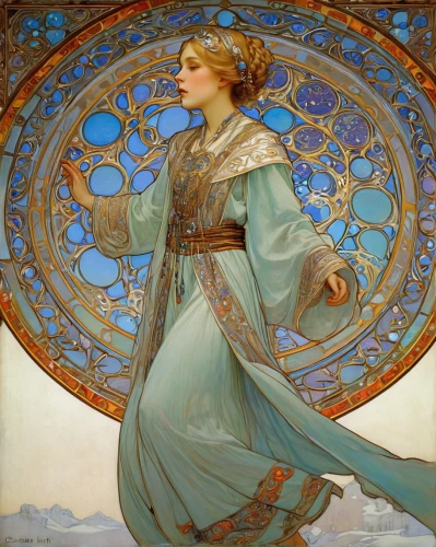 mucha,art nouveau,alfons mucha,art nouveau design,art nouveau frame,accolade,art nouveau frames,ethel barrymore - female,rusalka,joan of arc,rem in arabian nights,athena,andromeda,minerva,the prophet mary,dove of peace,helios,girl with a wheel,artemisia,artemis,Art,Artistic Painting,Artistic Painting 04