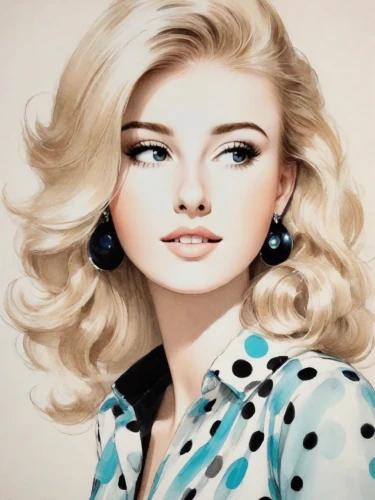 ann margaret,bouffant,fashion illustration,gena rolands-hollywood,marylin monroe,retro 1950's clip art,blonde woman,model years 1960-63,marilyn,pompadour,vintage woman,retro women,retro woman,watercolor pin up,girl-in-pop-art,model years 1958 to 1967,elsa,50's style,popart,60's icon
