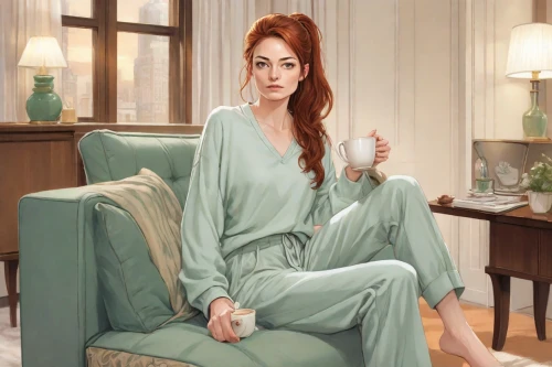 woman drinking coffee,pajamas,woman sitting,woman on bed,cappuccino,joan crawford-hollywood,nightwear,tea zen,pantsuit,pjs,bathrobe,hospital gown,tea,mrs white,a charming woman,queen anne,coffee tea illustration,ginger tea,woman with ice-cream,woman at cafe