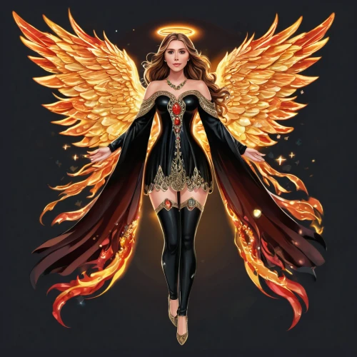 fire angel,firebird,archangel,phoenix,business angel,flame spirit,baroque angel,fire dancer,fire siren,goddess of justice,sorceress,the archangel,angel wing,firedancer,vanessa (butterfly),phoenix rooster,fantasy woman,angelology,angel,scarlet witch,Unique,Design,Sticker