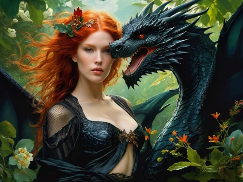 fantasy art,fantasy picture,black dragon,fantasy portrait,green dragon,fantasy woman,heroic fantasy,faery,faerie,dragons,forest dragon,firebird,wyrm,dragon,3d fantasy,gothic portrait,dragon of earth,sorceress,the enchantress,poison ivy,Conceptual Art,Fantasy,Fantasy 05