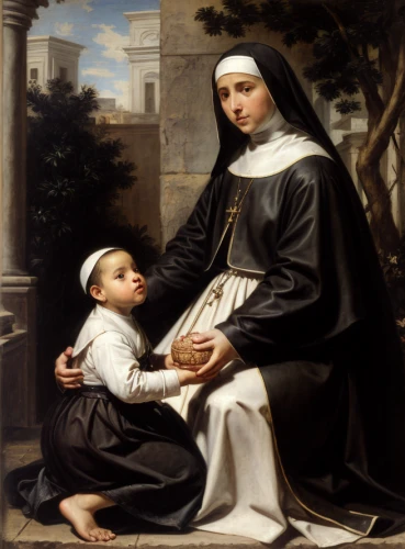 carmelite order,saint therese of lisieux,portrait of christi,seven sorrows,mother with child,saint ildefonso,carthusian,nun,benedictine,bouguereau,mother and child,holy family,raffaello da montelupo,capricorn mother and child,nuns,woman holding pie,the nun,the prophet mary,blessing of children,convent