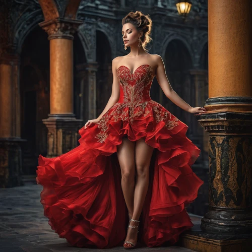 red gown,man in red dress,lady in red,ball gown,evening dress,flamenco,girl in red dress,quinceanera dresses,red tunic,red dress,in red dress,cinderella,red russian,bridal clothing,a girl in a dress,red shoes,red cape,red rose,wedding gown,red carnations,Photography,General,Fantasy