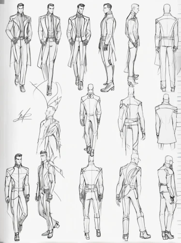 male poses for drawing,costume design,figure group,proportions,men's suit,sheet drawing,figure drawing,stand models,character animation,a uniform,gestures,garments,men clothes,fashion design,studies,police uniforms,garment,one-piece garment,standing man,uniforms,Unique,Design,Character Design