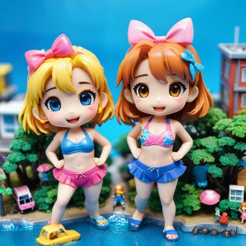kawaii people swimming,toy photos,figurines,christmas dolls,play figures,doll figures,wind-up toy,butterfly dolls,candy island girl,two piece swimwear,plug-in figures,kotobukiya,beach goers,plush figures,kawaii children,summer icons,love live,fairies,summer items,dolls,Illustration,Japanese style,Japanese Style 02