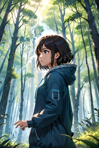in the forest,forest walk,forest background,forest clover,forest,chara,cg artwork,meteora,parka,the forest,yakushima,fir forest,studio ghibli,ursa,pines,natura,the woods,forest floor,ramsons,forest path,Anime,Anime,Realistic