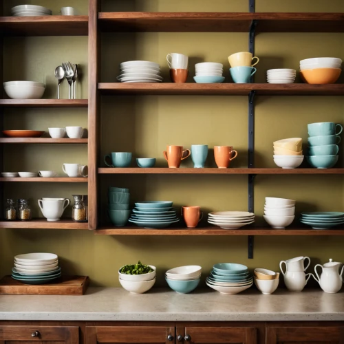 plate shelf,stoneware,vintage dishes,dish storage,kitchenware,dishware,earthenware,chinaware,tableware,pottery,cookware and bakeware,shelves,copper cookware,serveware,singingbowls,pots,ceramics,shelving,bowls,china cabinet,Photography,General,Cinematic