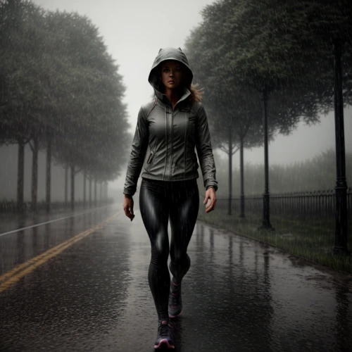 female runner,walking in the rain,long-distance running,middle-distance running,woman walking,free running,in the rain,running,run uphill,half-marathon,weatherproof,jogging,endurance sports,runner,ultramarathon,racewalking,heavy rain,jogger,rainy day,girl walking away