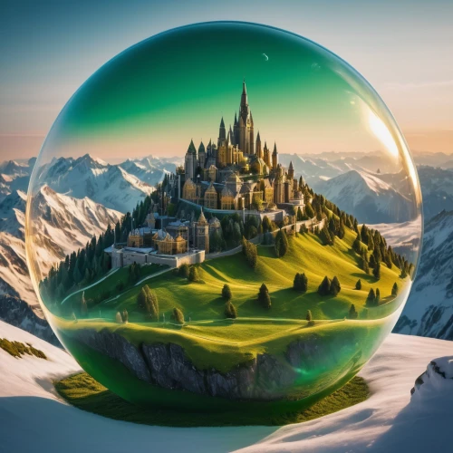 crystal ball-photography,frozen bubble,snow globe,crystal ball,glass sphere,frozen soap bubble,snow globes,lensball,3d fantasy,snowglobes,christmas globe,ice ball,fantasy world,swiss ball,glass ball,prism ball,waterglobe,fantasy picture,fantasy landscape,globe,Photography,General,Fantasy