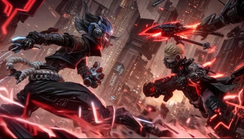 cg artwork,spawn,maul,splitting maul,clash,darth talon,duel,battle,concept art,superhero background,swordsmen,game art,lancers,darth maul,fighter destruction,shinobi,daredevil,riot,assassins,shredder,Common,Common,Natural