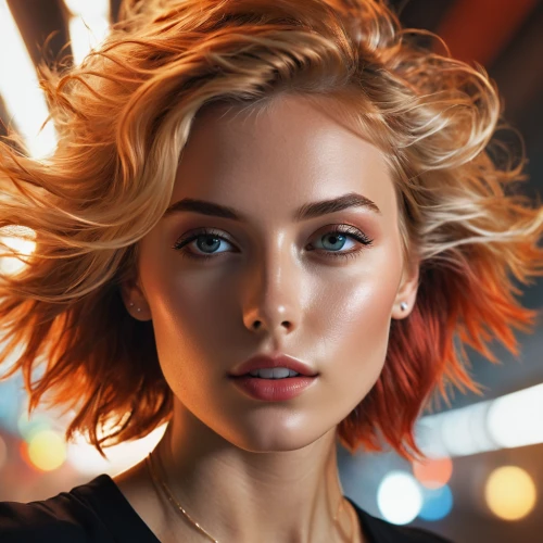 wallis day,pixie-bob,burning hair,orange,orange color,blonde woman,orange dahlia,artificial hair integrations,fiery,orange half,retouching,natural color,short blond hair,girl portrait,women's cosmetics,pixie cut,bright orange,tangerine,blonde girl,caramel color,Photography,Fashion Photography,Fashion Photography 09