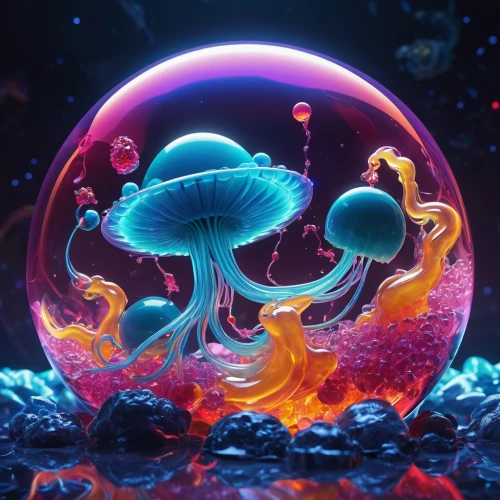 mushroom landscape,blue mushroom,jellyfish,jellyfish collage,cnidaria,polyp,jellyfishes,mushroom,3d fantasy,alien world,mushroom island,mushroom type,club mushroom,alien planet,anti-cancer mushroom,mushrooms,psychedelic art,agaric,aqueous,deep sea,Photography,Artistic Photography,Artistic Photography 03