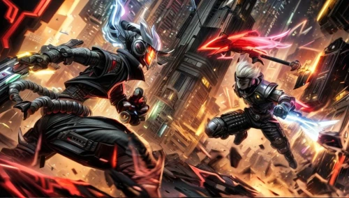 cg artwork,swordsmen,assassins,duel,god of thunder,storm troops,clash,red hood,superhero background,x-men,spawn,lancers,battle,xmen,riot,game art,renegade,fantasy art,game illustration,darth talon,Common,Common,Natural