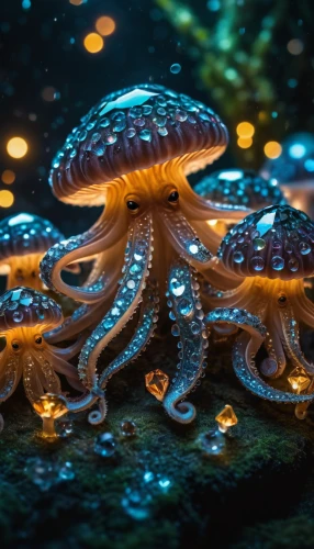 cnidaria,sea life underwater,lembeh,aquarium lighting,undersea,bioluminescence,underwater background,cephalopods,sea-life,jellyfish,sea creatures,sea animals,marine invertebrates,underwater world,deep sea,cephalopod,mushroom landscape,underwater landscape,cnidarian,under sea,Photography,General,Fantasy