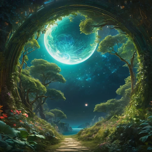 fantasy picture,the mystical path,fairy world,fantasy landscape,forest of dreams,dream world,fairy forest,heaven gate,enchanted forest,hollow way,druid grove,fantasy art,the path,forest path,pathway,elven forest,fantasy world,fae,gaia,3d fantasy,Conceptual Art,Fantasy,Fantasy 05