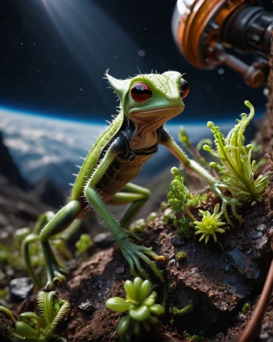 jazz frog garden ornament,frog background,wallace's flying frog,digital compositing,tree frogs,litoria fallax,wonder gecko,climbing salamander,squirrel tree frog,coral finger tree frog,pacific treefrog,frog through,alien world,poison dart frog,barking tree frog,frog figure,terraforming,baby groot,litoria caerulea,alien planet,Photography,General,Fantasy