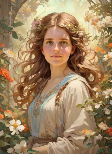 girl in the garden,girl in flowers,mystical portrait of a girl,girl picking flowers,fantasy portrait,girl in a wreath,jessamine,flora,girl with tree,fae,portrait of a girl,artemisia,kahila garland-lily,rapunzel,little girl in wind,merida,vanessa (butterfly),girl portrait,young woman,lilian gish - female