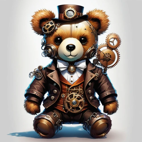 steampunk gears,steampunk,3d teddy,teddy-bear,scandia bear,bear teddy,watchmaker,teddy bear,teddybear,bear guardian,bear,teddy bear waiting,scrap collector,teddy,plush bear,cute bear,teddy bears,scrap dealer,adventurer,cogs,Conceptual Art,Fantasy,Fantasy 19