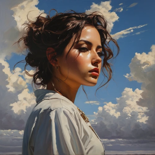 romantic portrait,mystical portrait of a girl,fantasy portrait,oil painting on canvas,oil painting,world digital painting,girl portrait,young woman,portrait of a girl,woman portrait,portrait background,digital painting,woman thinking,art painting,painting technique,italian painter,sky,selanee henderon,wind,oil on canvas,Conceptual Art,Fantasy,Fantasy 15