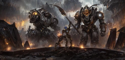 concept art,destroy,hall of the fallen,mecha,molten metal,mech,metallurgy,guards of the canyon,neottia nidus-avis,background image,massively multiplayer online role-playing game,megatron,dreadnought,district 9,predators,the fallen,sci fiction illustration,heroic fantasy,paladin,cg artwork,Game Scene Design,Game Scene Design,Steampunk