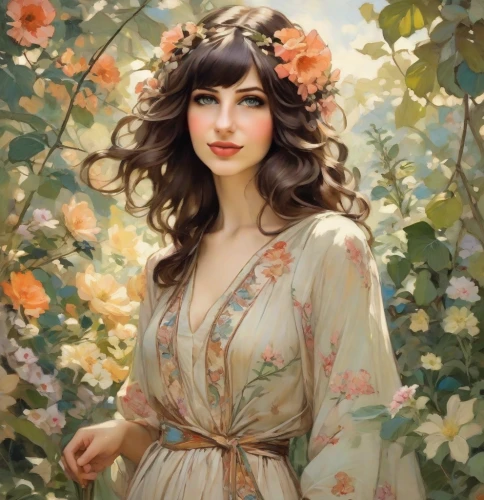 girl in flowers,fantasy portrait,girl in a wreath,romantic portrait,beautiful girl with flowers,flora,jasmine blossom,girl in the garden,mystical portrait of a girl,flower girl,wreath of flowers,blooming wreath,kahila garland-lily,floral wreath,vintage floral,blossoms,vintage woman,holding flowers,windflower,flower fairy