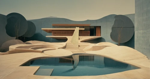 dunes house,archidaily,floor fountain,infinity swimming pool,pool house,dug-out pool,aqua studio,corten steel,swimming pool,water feature,futuristic architecture,outdoor pool,thermae,mid century modern,palace of knossos,japanese architecture,decorative fountains,irregular shapes,futuristic art museum,modern architecture,Photography,General,Natural
