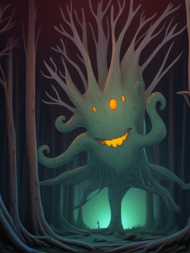 haunted forest,creepy tree,halloween illustration,halloween vector character,halloween background,magic tree,strange tree,game illustration,druid grove,tree mushroom,tree torch,tree and roots,glowworm,the roots of trees,forest tree,tree crown,devilwood,dryad,rooted,swampy landscape,Photography,General,Realistic