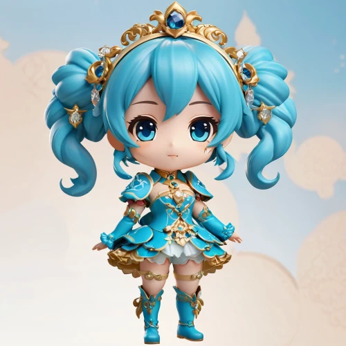 chibi girl,hatsune miku,rem in arabian nights,chibi,doll figure,collectible doll,cloth doll,myosotis,aqua,vocaloid,miku,wind-up toy,artist doll,female doll,figurine,tumbling doll,game figure,gachapon,fashion doll,3d figure