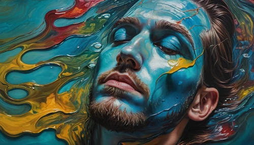poseidon,oil painting on canvas,poseidon god face,oil on canvas,painting technique,psychedelic art,the man in the water,digital painting,dali,fantasy portrait,oil painting,world digital painting,blue painting,god of the sea,sea god,bodypainting,neptune,immersed,lokportrait,face portrait