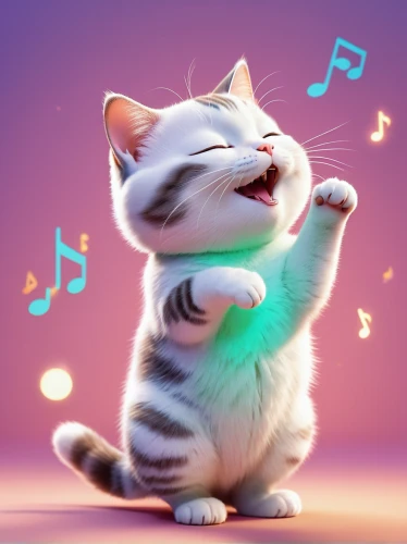 singing,cat vector,sing,listening to music,turkish van,serenade,music,music background,cartoon cat,lights serenade,to sing,singer,music player,karaoke,dancing,melody,cute cat,musical rodent,musician,pink cat,Photography,General,Realistic